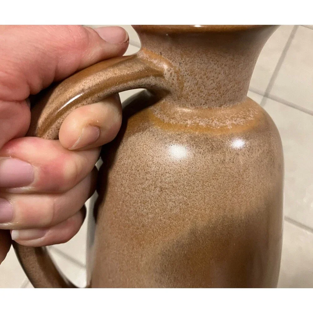 Vintage '50s Frankoma Plainsman Pitcher/Jug with Cork #835 Brown Glossy 8